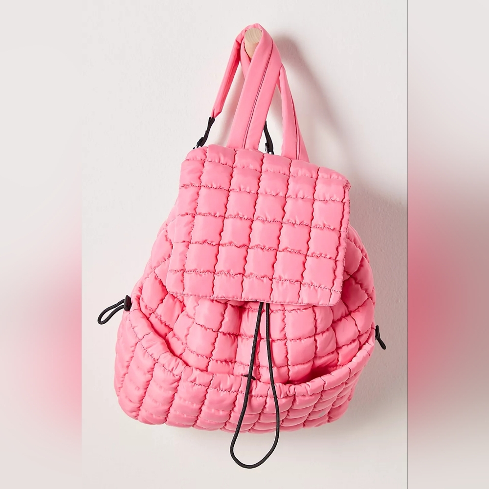 0006 Free People Quilted Pink Puffer Backpack